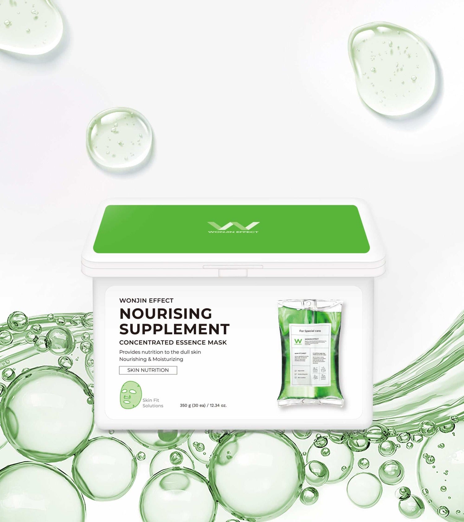 Nourishing Supplement Mask package with 10 or 30 sheets for reviving dull, dry, and red skin