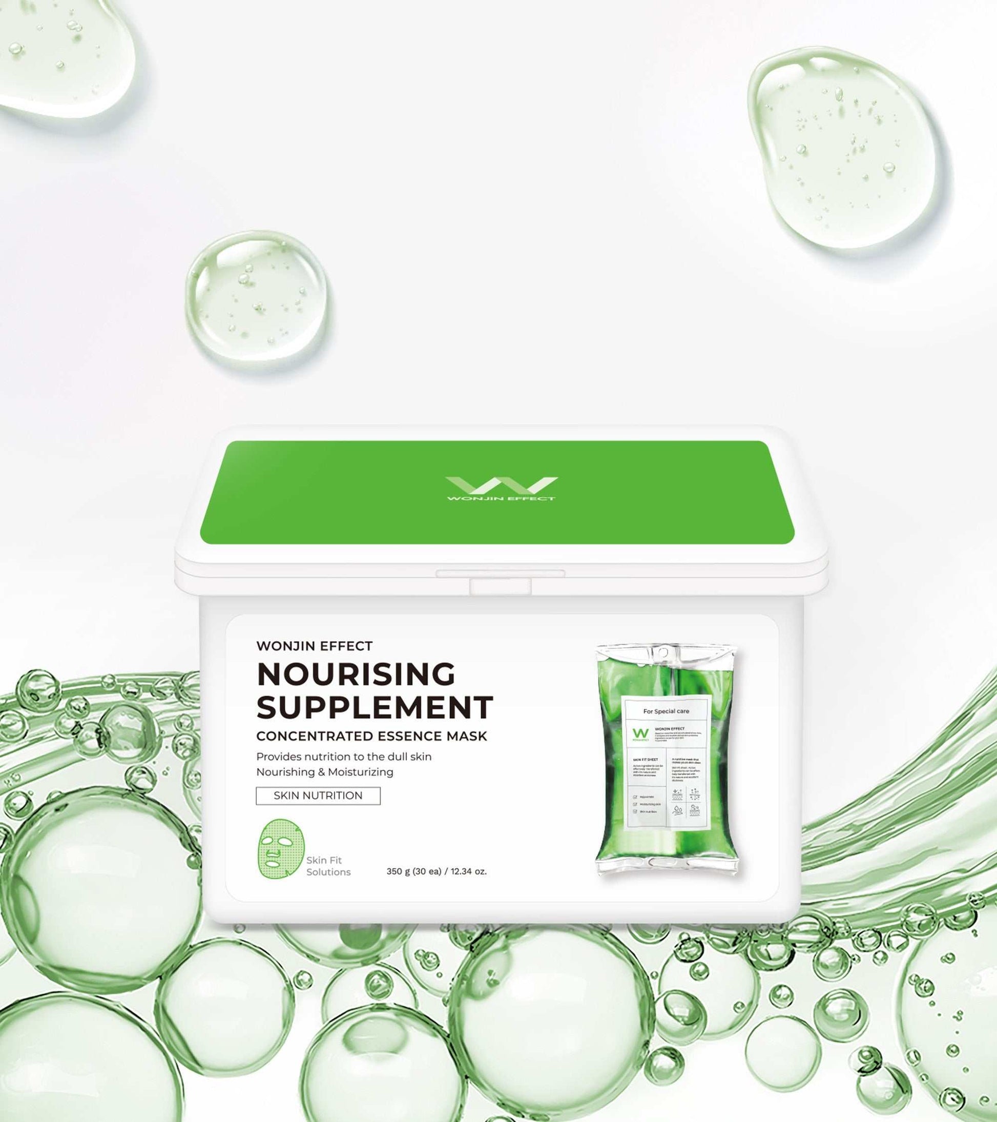 Nourishing Supplement Mask package with 10 or 30 sheets for reviving dull, dry, and red skin
