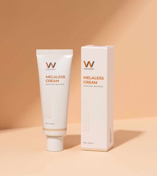 Melaless Cream 80g jar with brightening skincare ingredients and benefits for hyperpigmentation and glowing skin